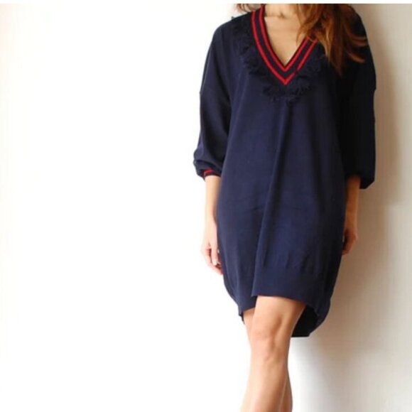 Ulla Johnson Ainsley Cotton Cashmere Sweater Tunic Dress in Cadet - Picture 1 of 11